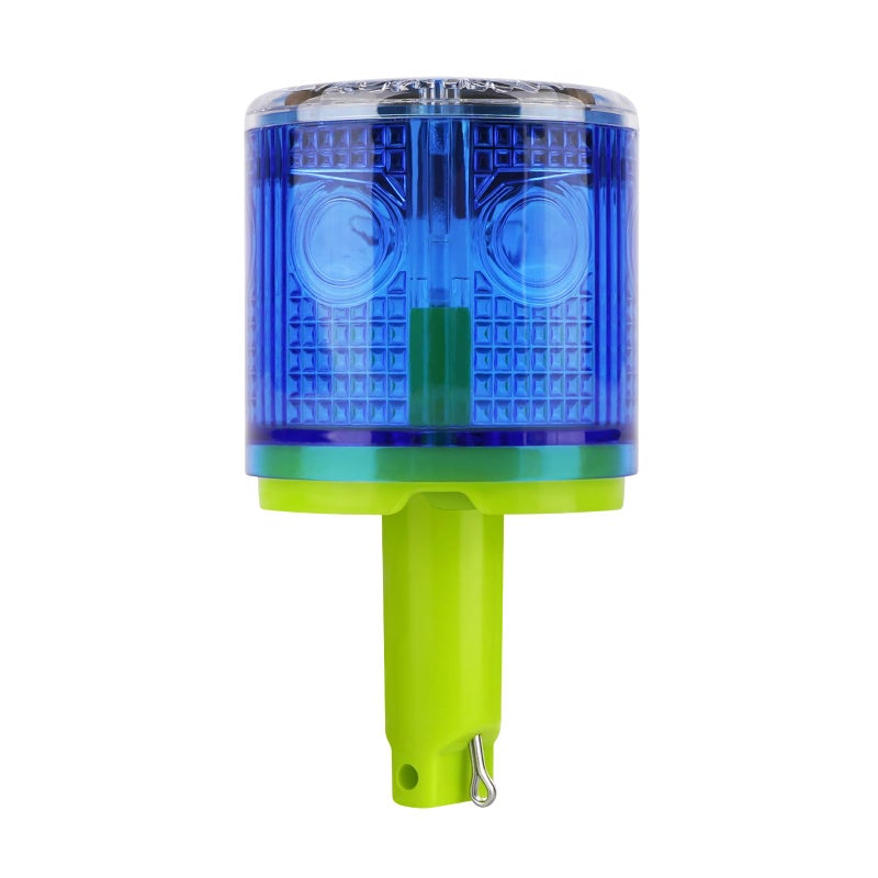 Aolyty Solar Strobe Warning Light 360 Degree Single Column Super Bright Waterproof IP54 for Construction Traffic Dock Marine Light Control Flashing (Blue) - Image 1